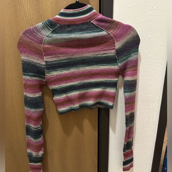 Urban Outfitters Multicolor Lexi Striped Quarter-Zip Cropped Jumper - Picture 3 of 4